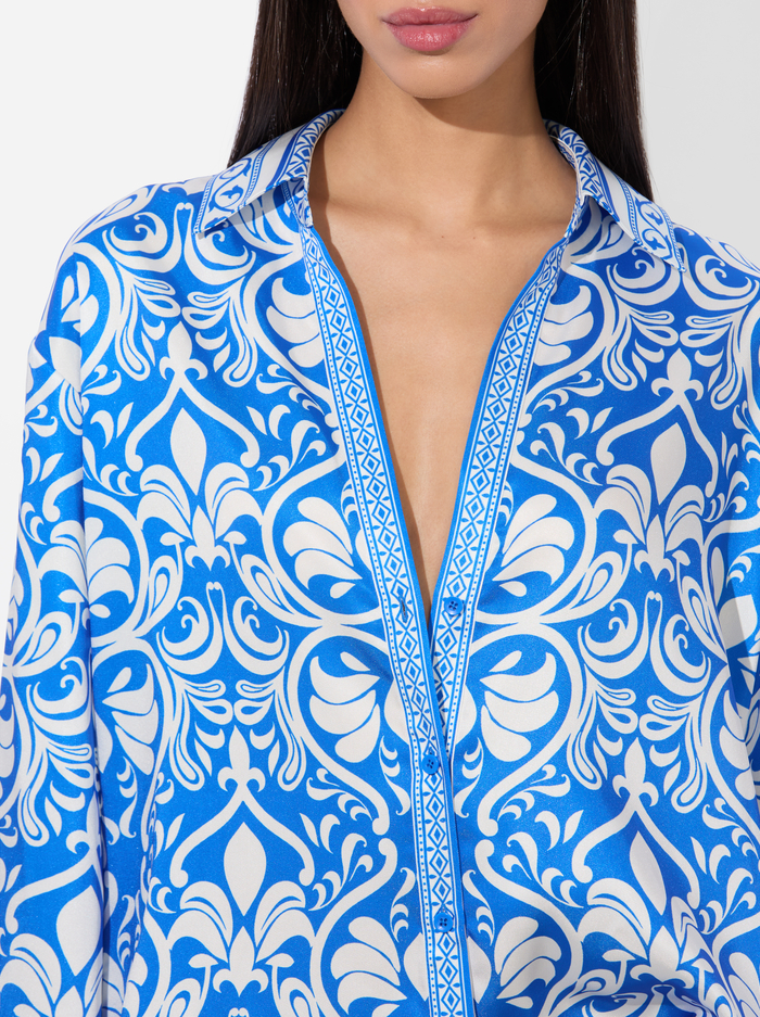 KIVA OVERSIZED PAJAMA SHIRT - SOIREE TRUE BLUE image 3 - Alice And Olivia