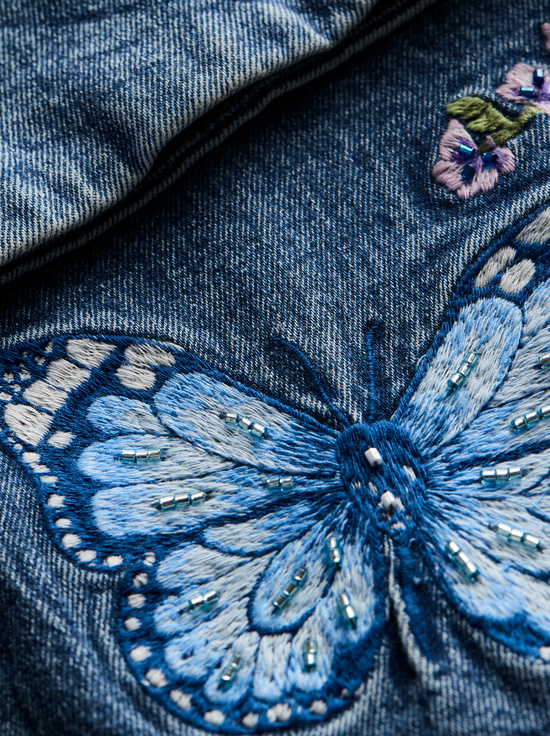 BROOKLYN BLUE/MULTI-BEAUTIFUL EMBROIDERED JEAN