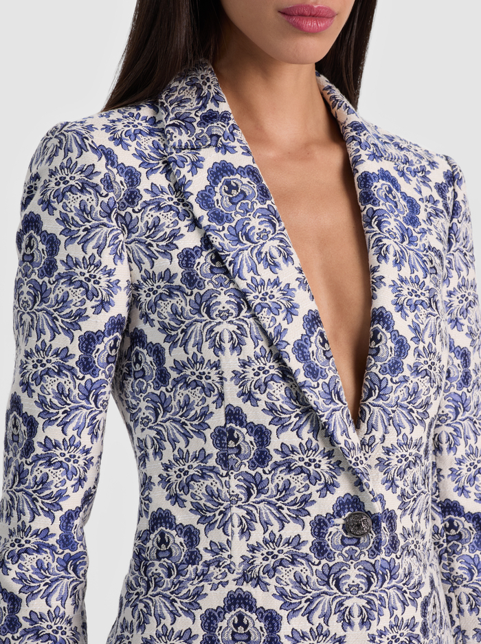 BREANN PRINTED BLAZER - OFF WHITE/TWILIGHT BLUE MULTI image 3 - ALICE + OLIVIA