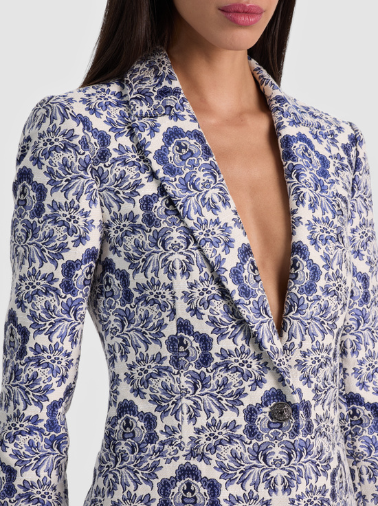 OFF WHITE/TWILIGHT BLUE MULTI-BREANN PRINTED BLAZER