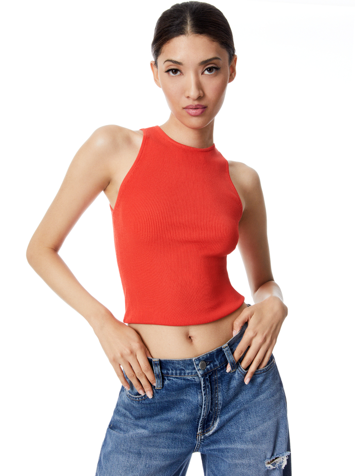 ZULMA RIBBED KNIT TANK - CHILI PEPPER - Alice And Olivia