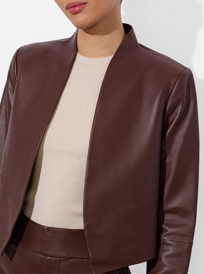 NEW HARVEY LEATHER JACKET - MOCHA image 3 - Alice And Olivia