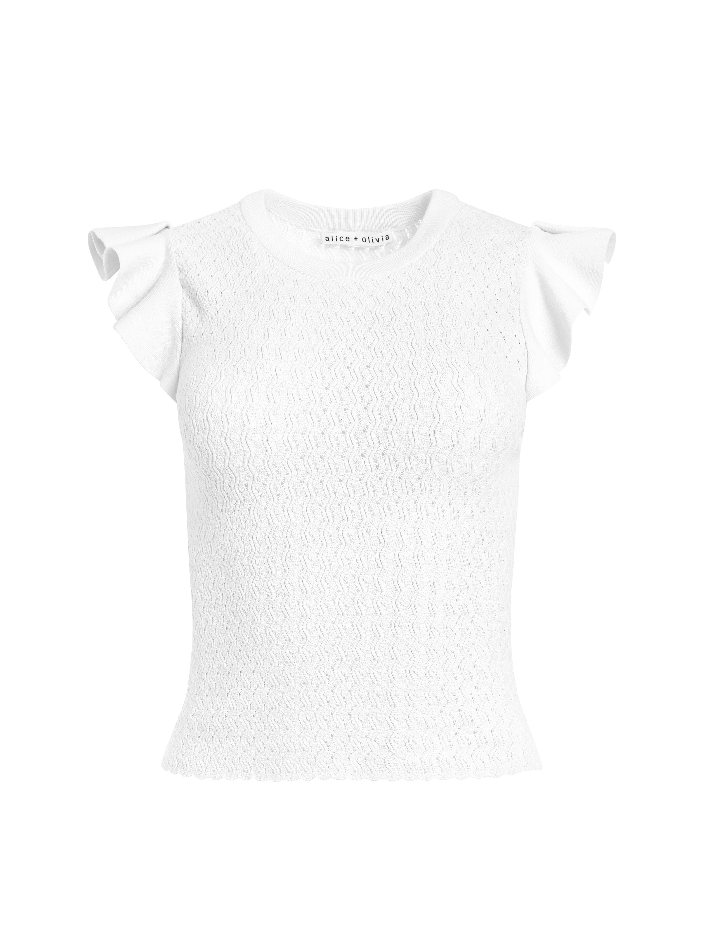 white ruffle sleeve top