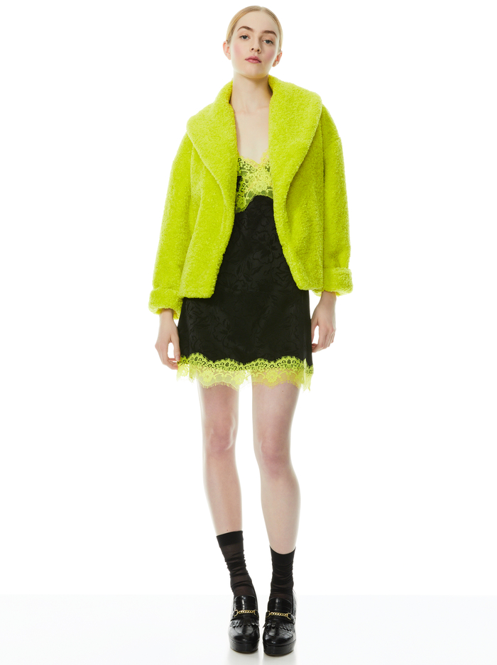 ORA FAUX FUR COAT - LIME PUNCH image 2 - Alice And Olivia