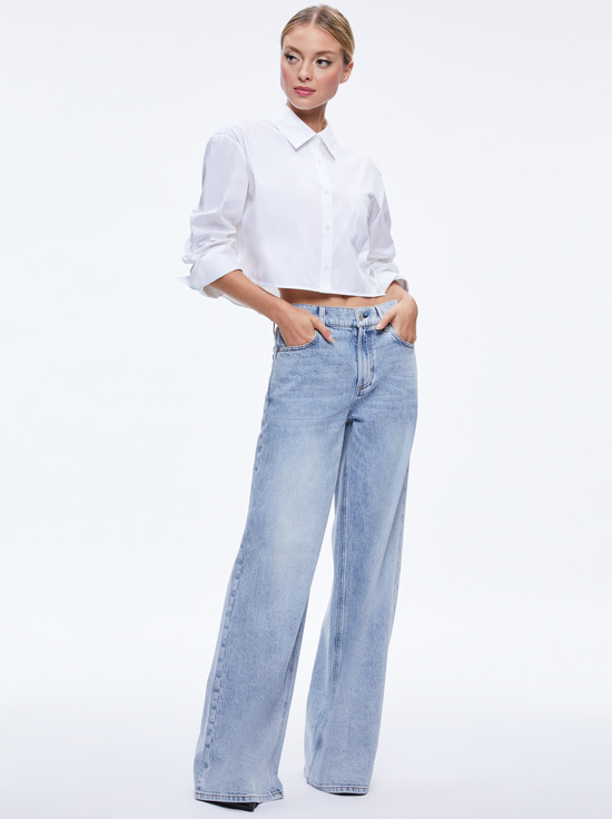 OFF WHITE-FINELY CROPPED BUTTON DOWN