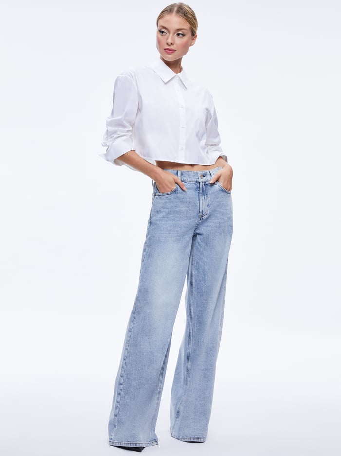 FINELY CROPPED BUTTON DOWN - OFF WHITE image 4 - Alice And Olivia