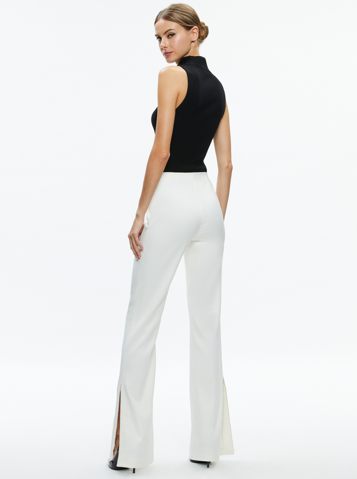 LARA SIDE SLIT PANT - ECRU image 1 - Alice And Olivia