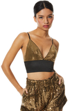 CARLI EMBELLISHED BRA TOP - BLACK/BRONZE