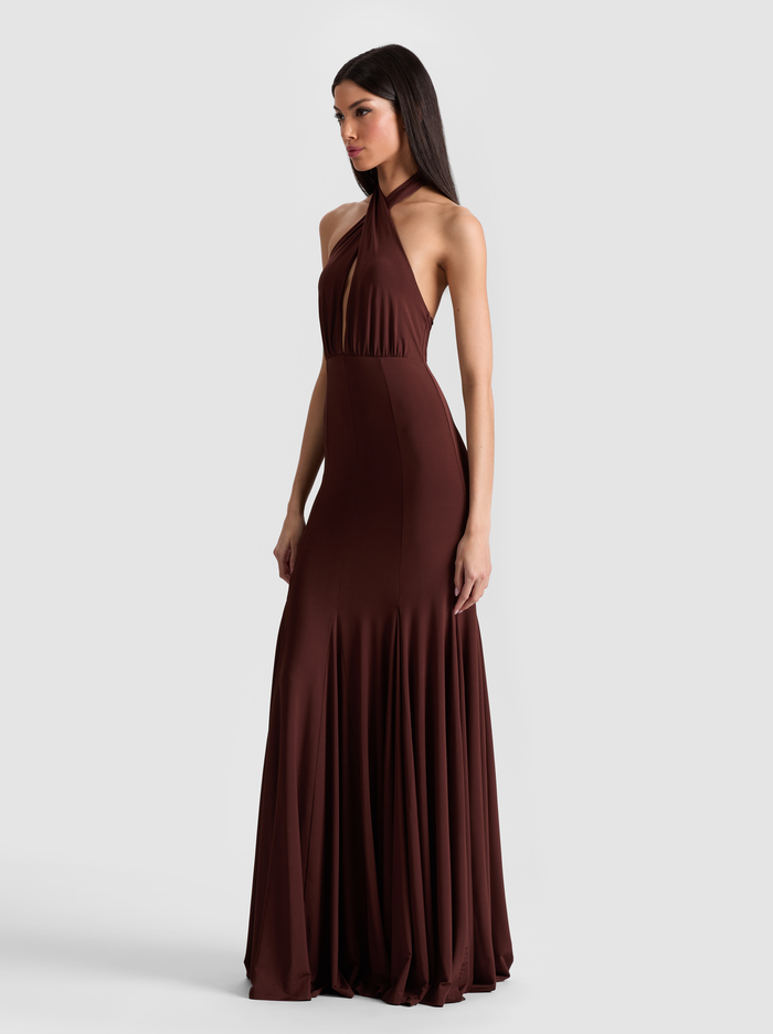 EVELINA MAXI DRESS - MOCHA image 4 - Alice And Olivia