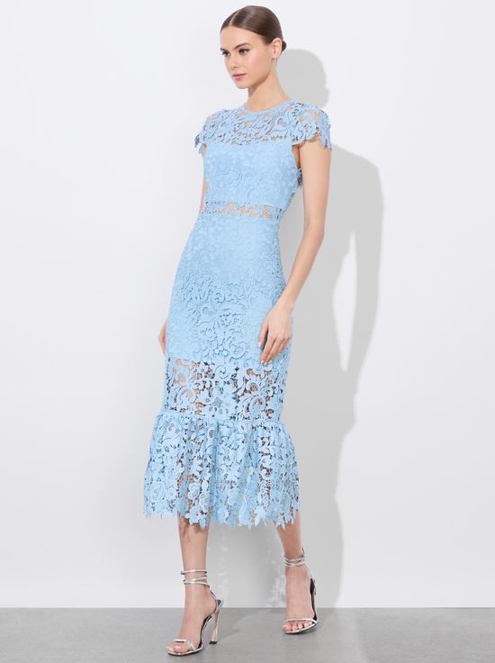 MINERAL BLUE-CLOVER OPEN BACK DRESS