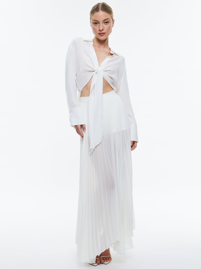 KATZ PLEATED MAXI SKIRT - OFF WHITE image 4 - Alice And Olivia