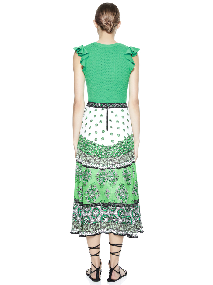 LAMARA RUFFLE SLEEVE CREW NECK TOP - JADE image 2 - Alice And Olivia