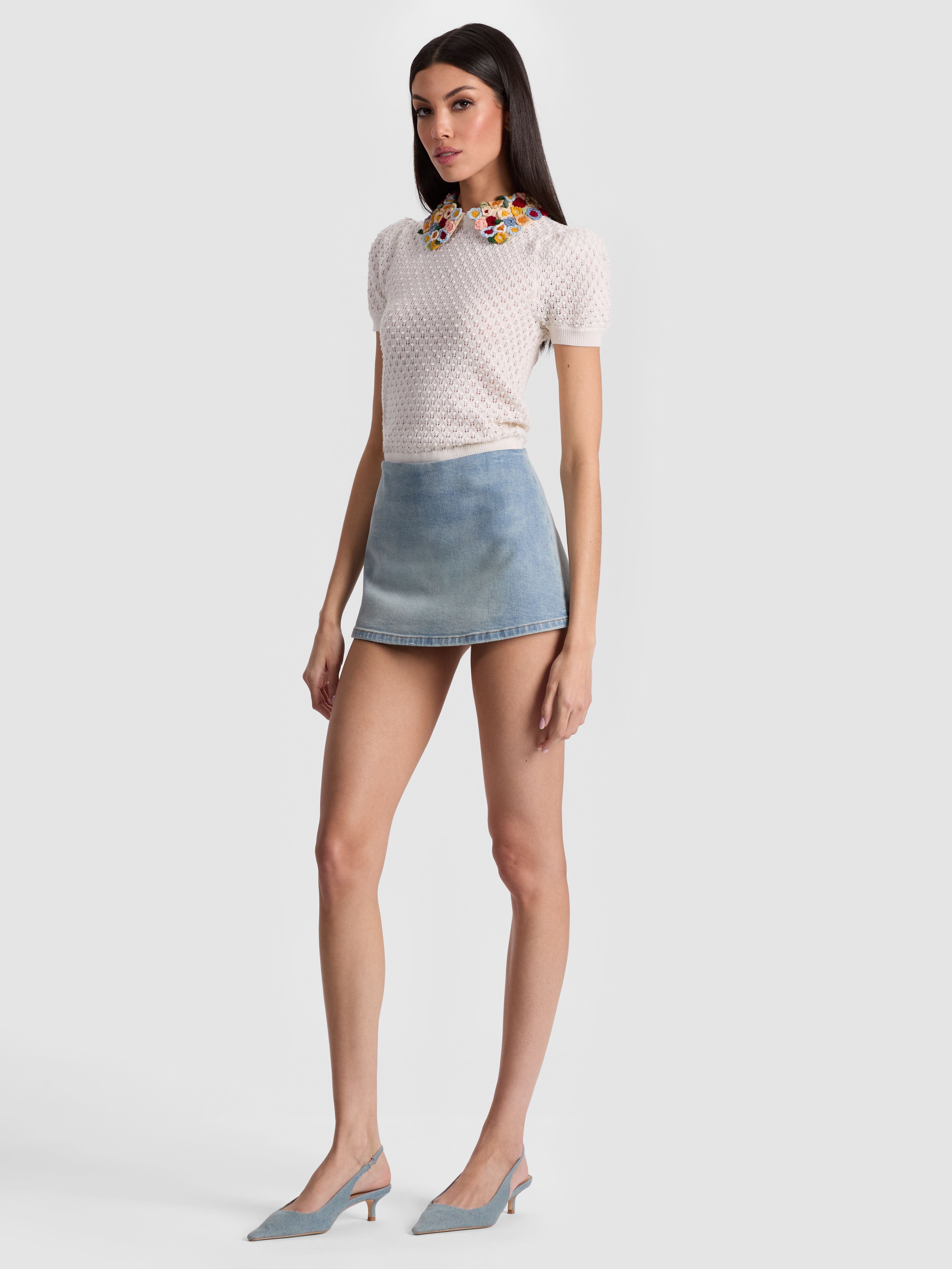 デニム★ボタン★ミニスカート★ ALICE + OLIVIA Denim Designer Skirts - Leather, Statement, Printed | Alice