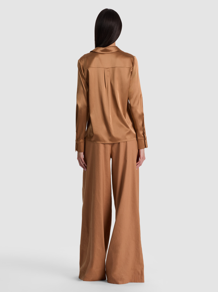 BRADY SILK BLOUSE - TAN image 2 - ALICE + OLIVIA