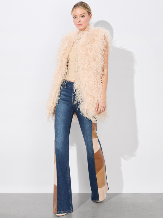 CHAMPAGNE-CHANDA OVERSIZED FEATHER VEST
