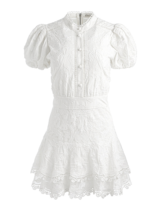 OFF WHITE-LORYN EMBROIDERED SHIRT DRESS