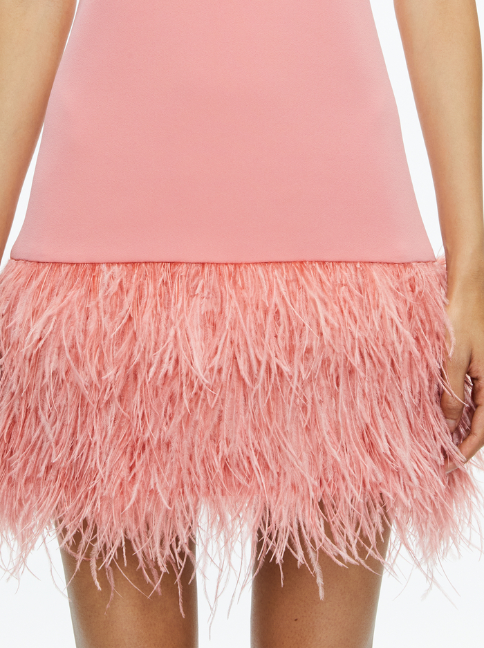 COLEY FEATHER TRIM DRESS - ROSE image 3 - Alice And Olivia
