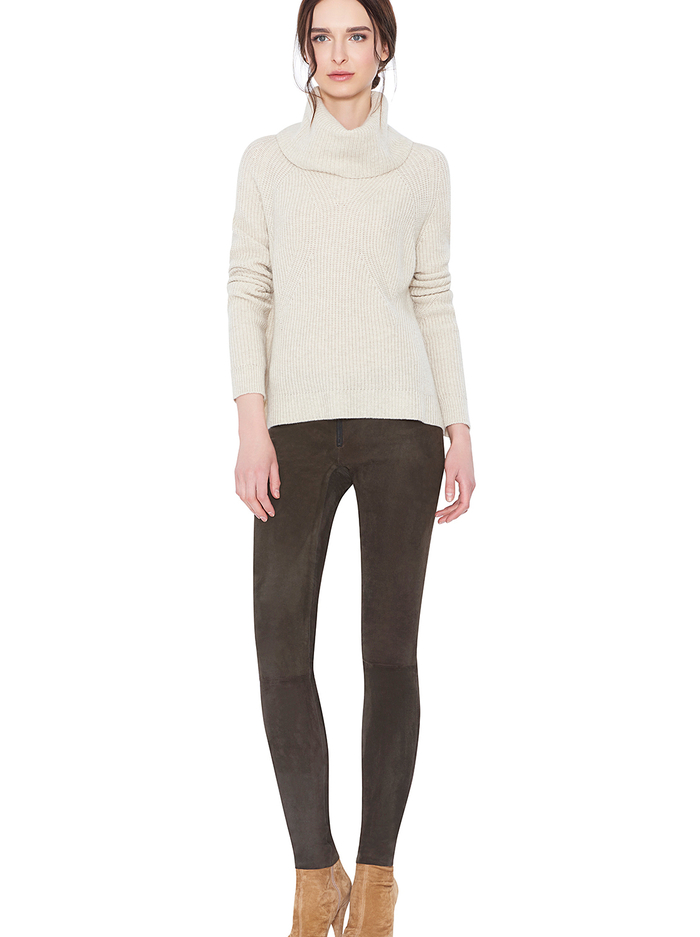 Front Zip Suede Legging In Chocolate | Alice + Olivia