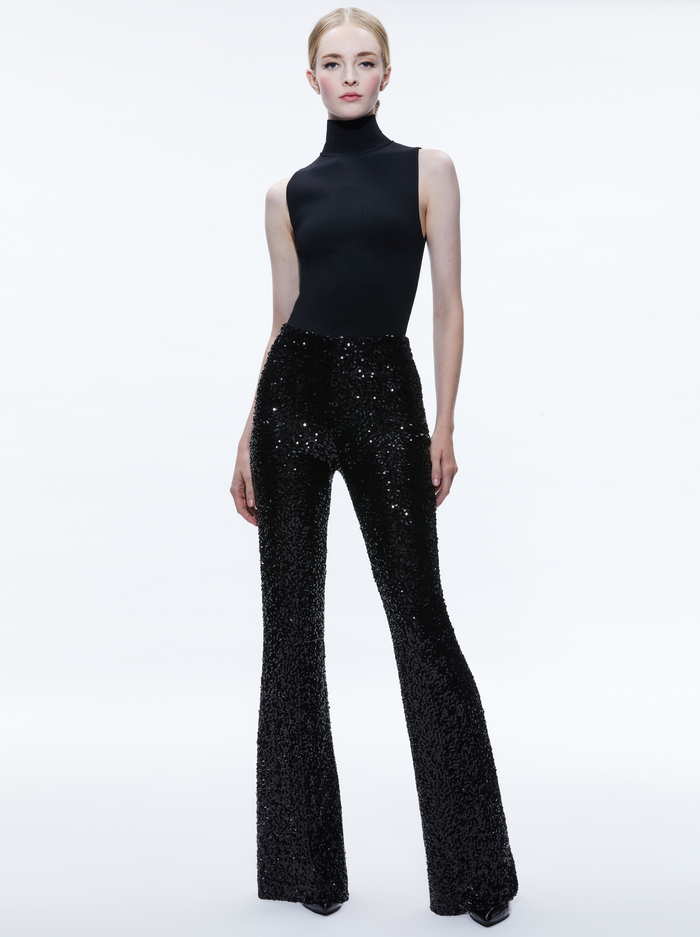 LARA SEQUIN BOOTCUT PANT - BLACK image 2 - Alice And Olivia