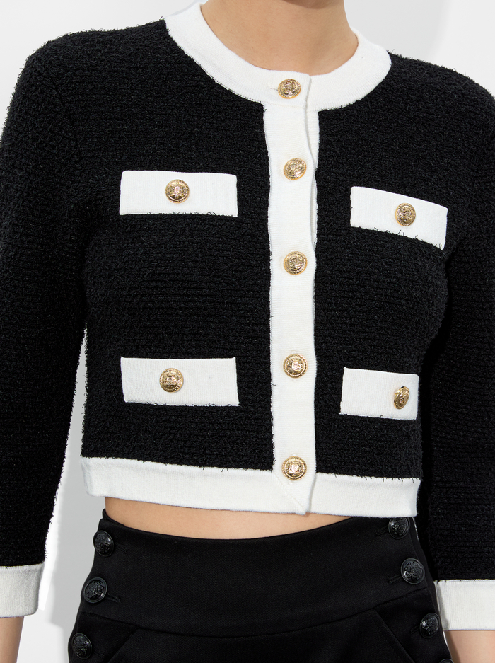 CLAIRA CARDIGAN - BLACK/SOFT WHITE image 4 - Alice And Olivia