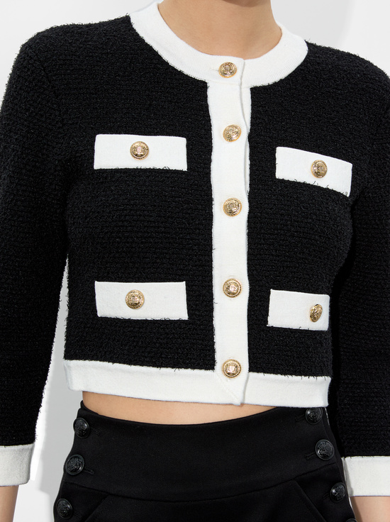 BLACK/SOFT WHITE-CLAIRA CARDIGAN