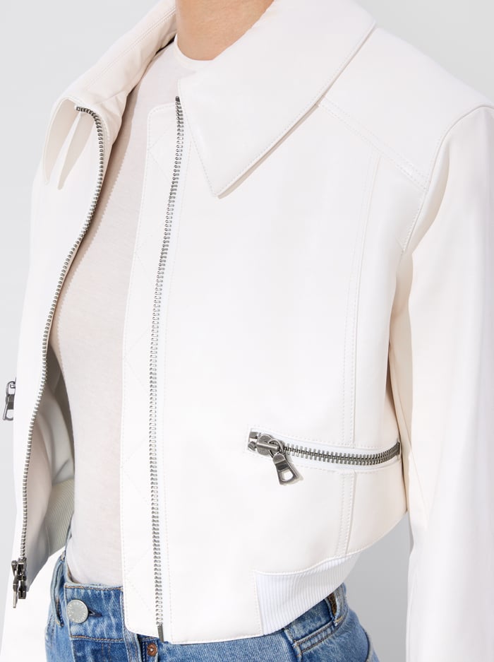 HYDE CROPPED VEGAN JACKET - OFF WHITE image 3 - Alice And Olivia