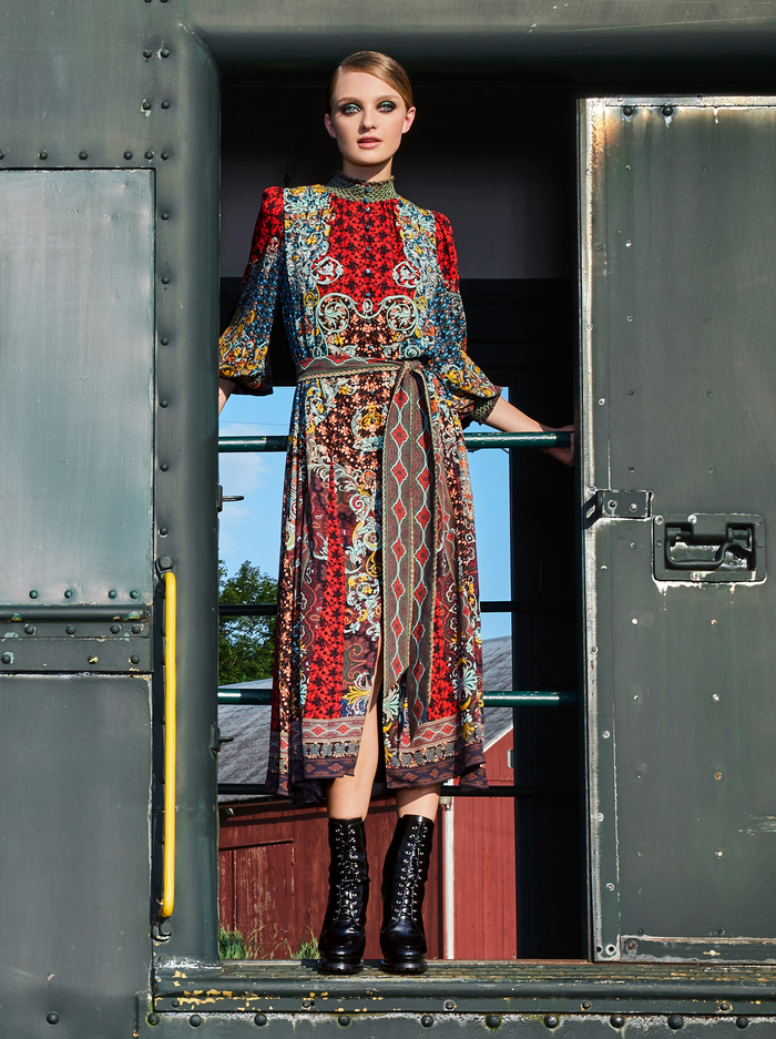 BRIELLE BUTTON DOWN KIMONO DRESS - ALWAYS FOREVER MULTI image 5 - ALICE + OLIVIA