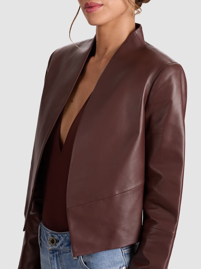 NEW HARVEY LEATHER JACKET - MOCHA image 3 - Alice And Olivia