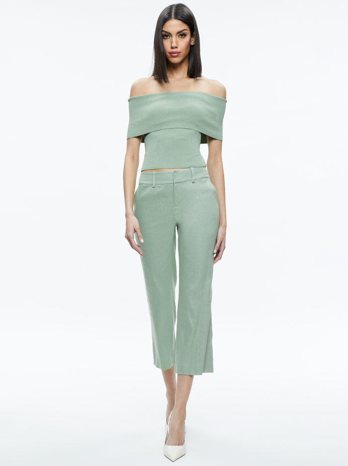 JANIS LOW RISE CROPPED FLARE PANT - SAGE image 4 - Alice And Olivia
