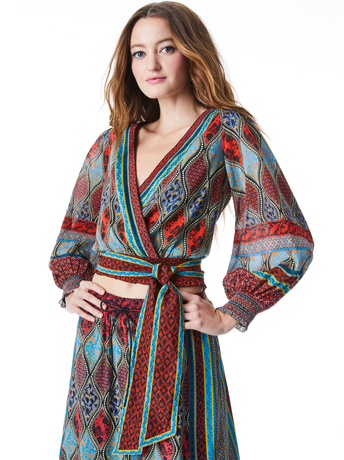 Simona Wrap Top In Jewel Multi Alice And Olivia