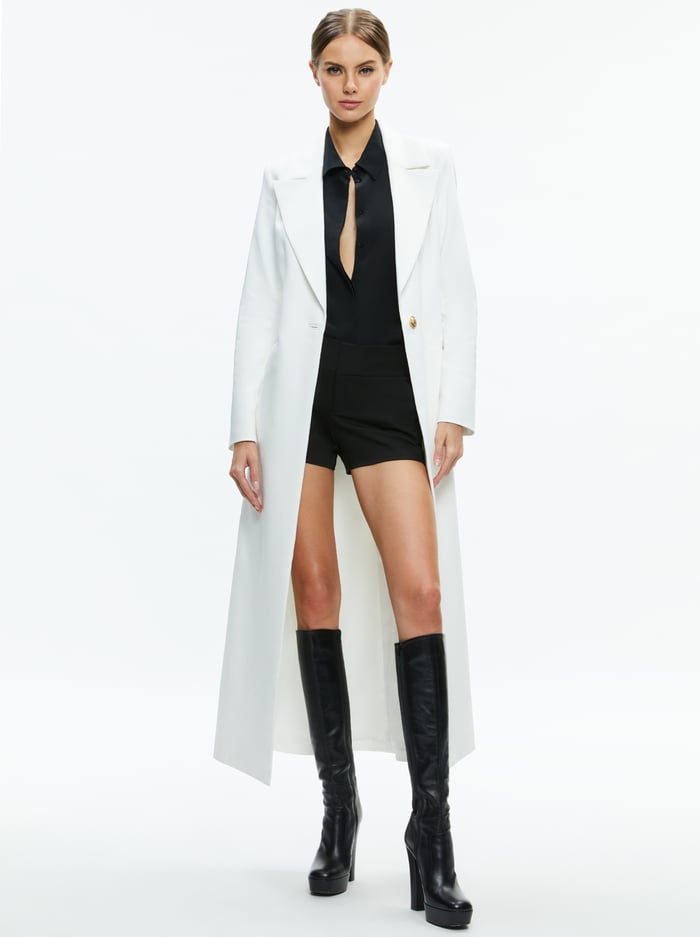 THEO NOTCH COLLAR COAT - OFF WHITE - Alice And Olivia