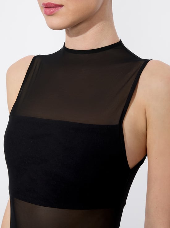 BLACK-BANDEAU SLEEVELESS BODYSUIT