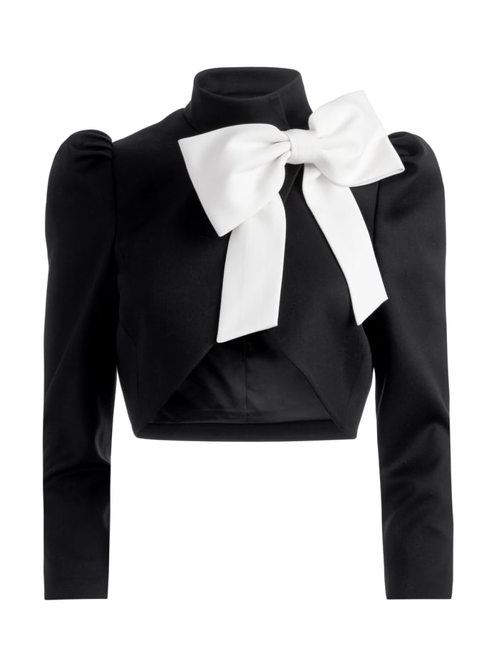 ADDISON BOW JACKET - BLACK/OFF WHITE image 5 - Alice And Olivia