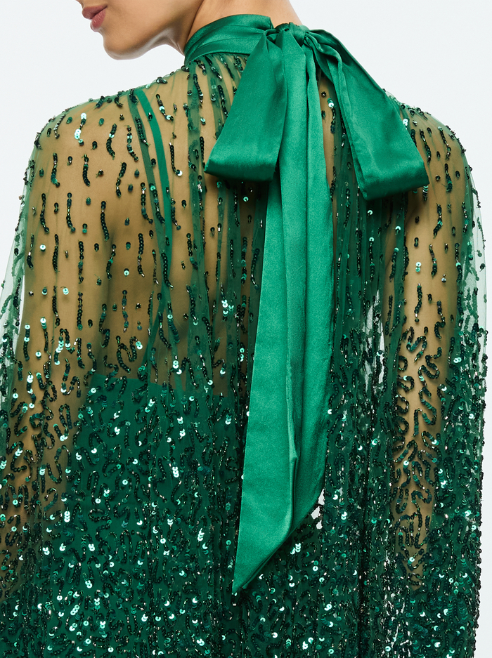 ZENON CAPE MINI DRESS - FOREST GREEN image 1 - Alice And Olivia
