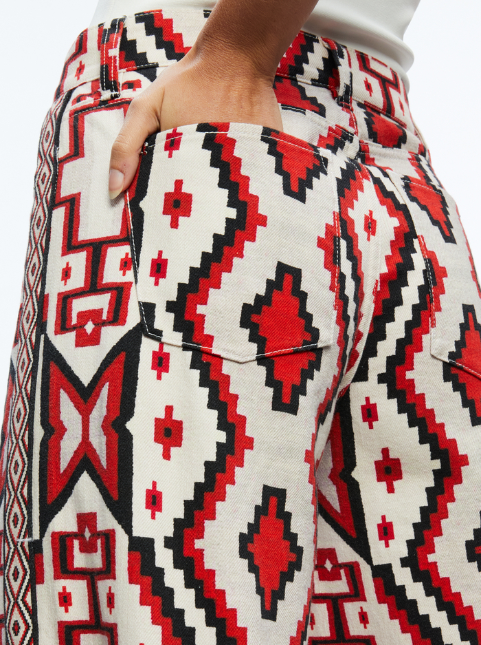 TRISH MID RISE BAGGY JEAN - DREAM HOME BRIGHT RUBY image 3 - Alice And Olivia