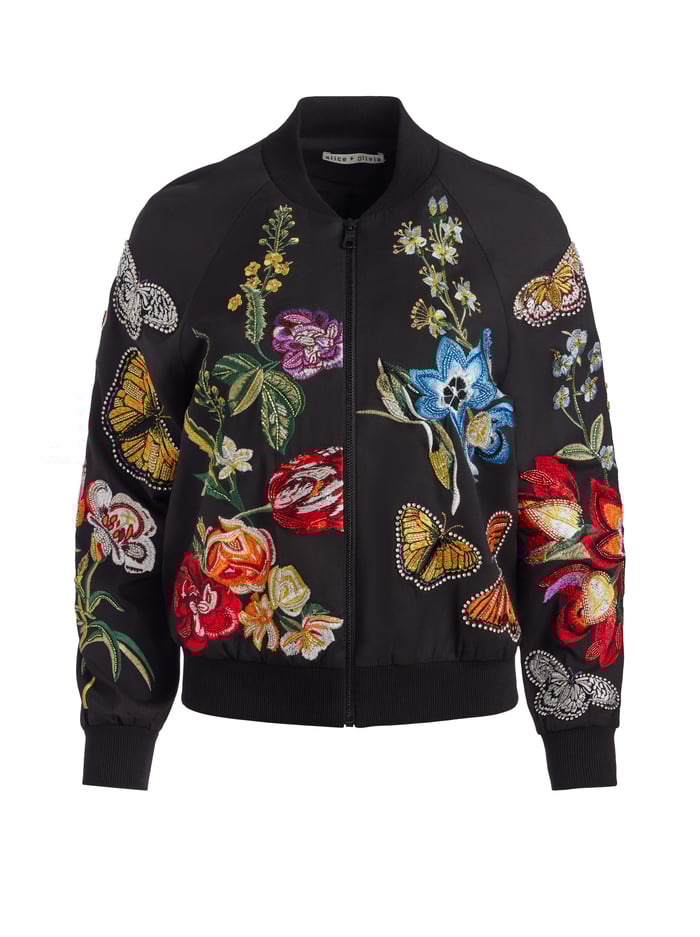 FELISA EMBELLISHED VARSITY JACKET - LE PARISIEN BLACK image 5 - Alice And Olivia