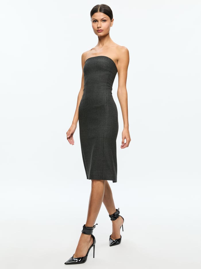 KELLY MIDI DRESS - CHARCOAL GREY MELANGE image 3 - Alice And Olivia