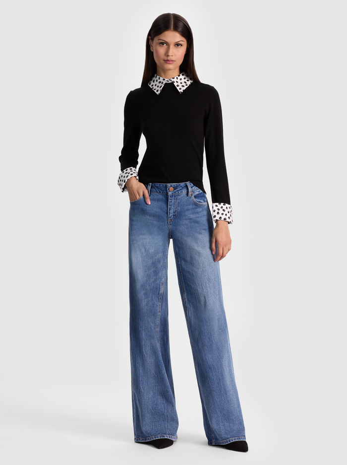 PORLA STACEFACE COLLARED SWEATER - BLACK image 1 - Alice And Olivia