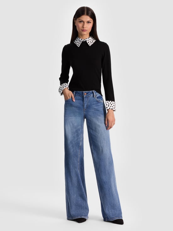 BLACK-PORLA STACEFACE COLLARED SWEATER