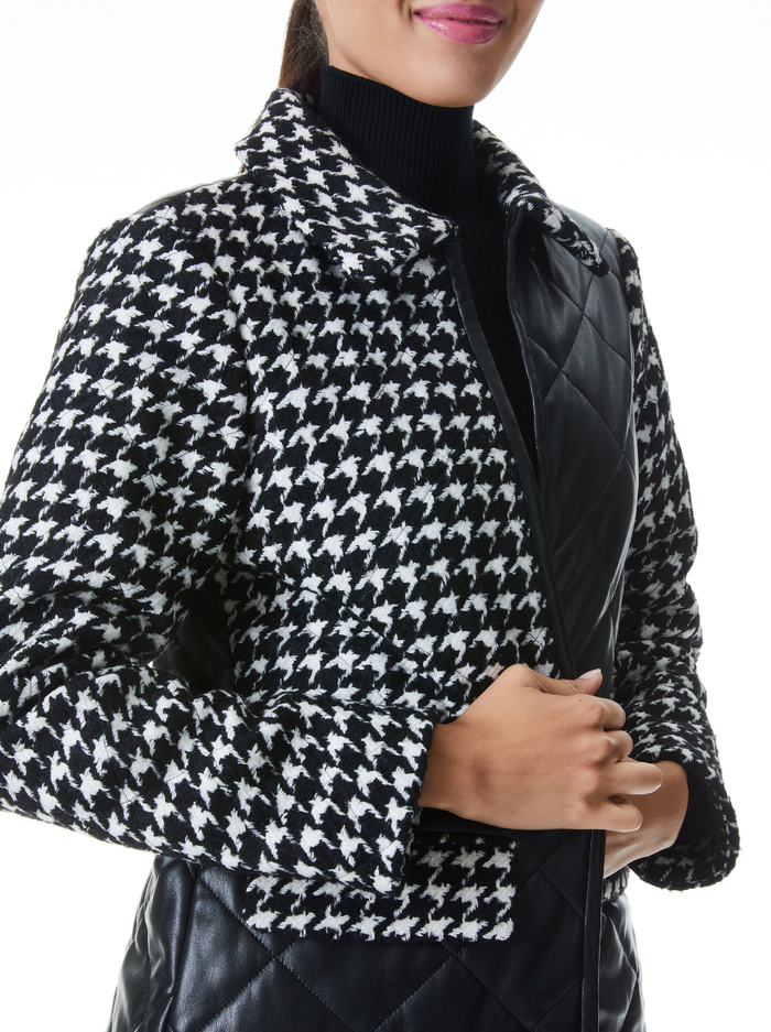 SUSAN QUILTED VEGAN LEATHER COAT - BLACK/WHITE image 3 - Alice And Olivia