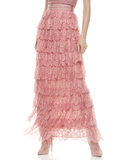 ELLA LACE TIERED MAXI GOWN SKIRT - ROSE