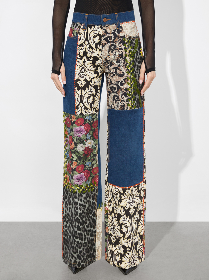 WEEZY MIXED MEDIA JEAN - LOLA BLUE/MULTI - Alice And Olivia