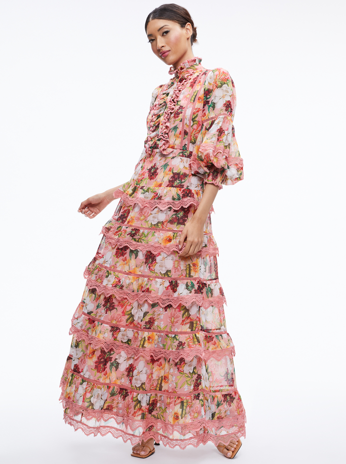 BROOKE HIGH NECK MAXI DRESS - JUNIPER FLORAL ROSE image 4 - Alice And Olivia