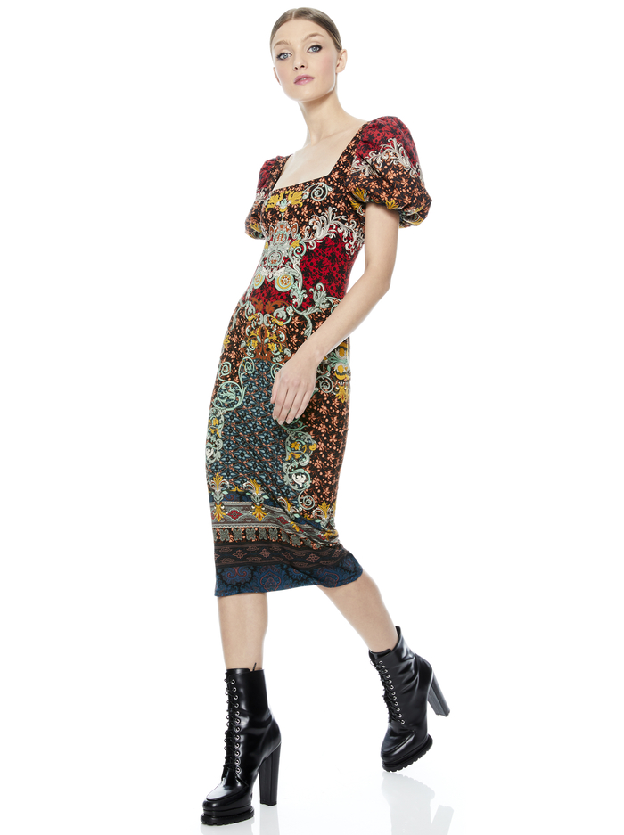 LEXIA PUFF SLEEVE MIDI DRESS - ALWAYS FOREVER MULTI image 4 - Alice And Olivia