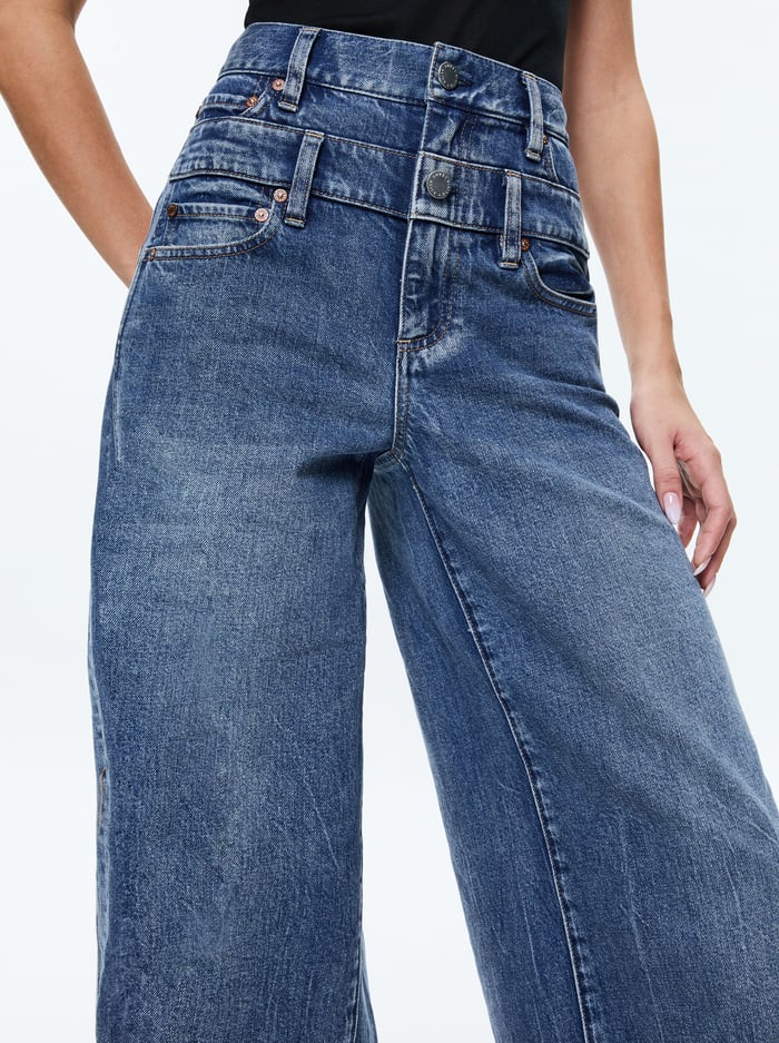 COOL DOUBLE WAISTBAND JEAN - BROOKLYN BLUE image 2 - Alice And Olivia