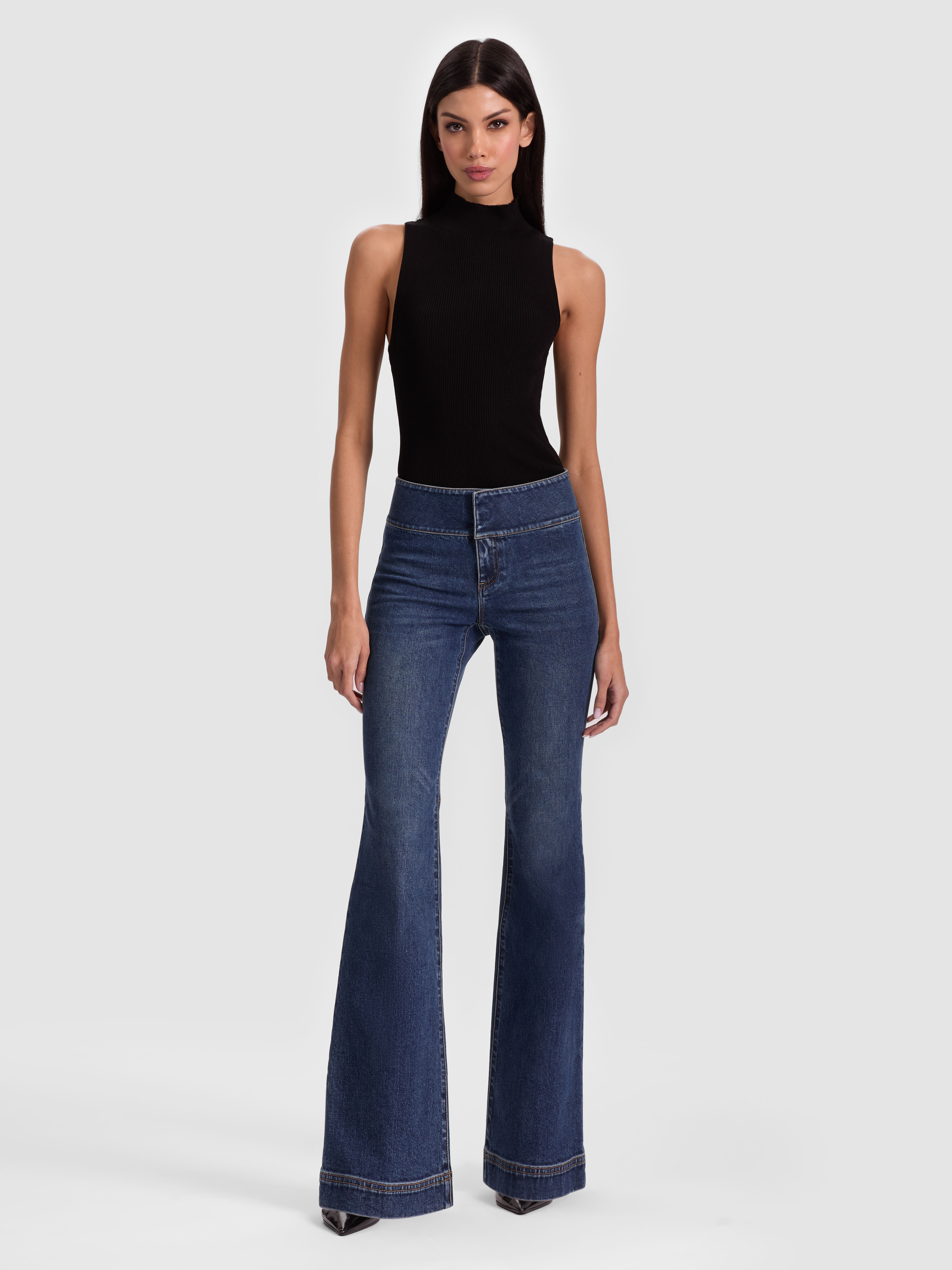 DYLAN HIGH WAISTED WIDE LEG JEAN in ROCKSTAR BLUE | ALICE + OLIVIA