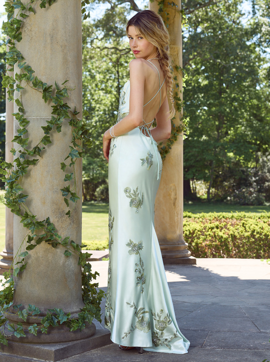 GREEN LILY-MONTANA EMBELLISHED MAXI SLIP DRESS