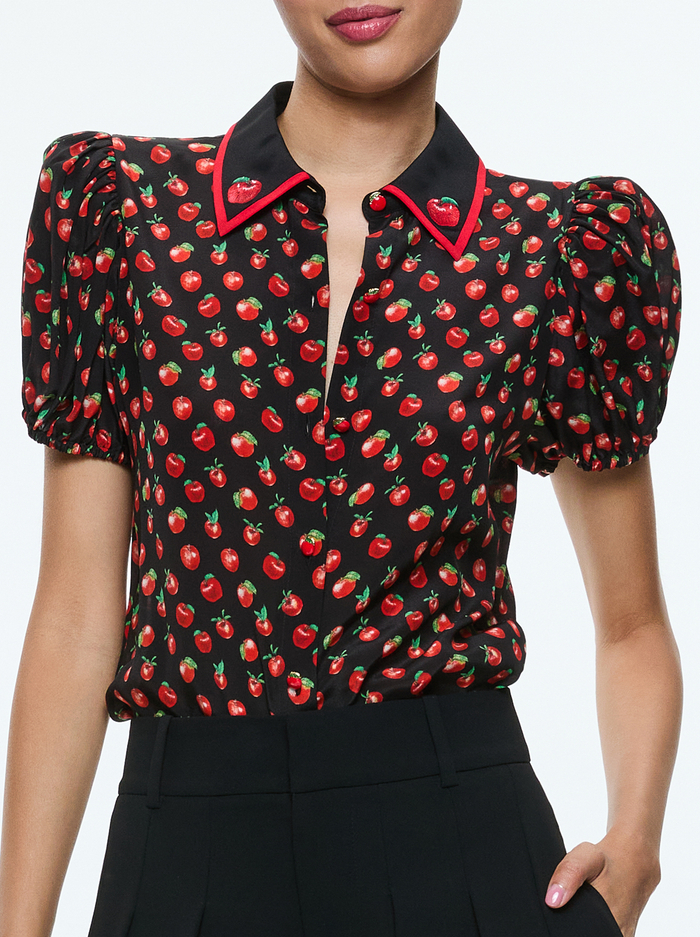 WILLA EMBROIDERED BLOUSE - PINK LADY APPLE image 3 - Alice And Olivia