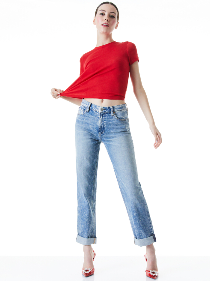 CINDY CROPPED TEE - BRIGHT POPPY image 4 - Alice And Olivia