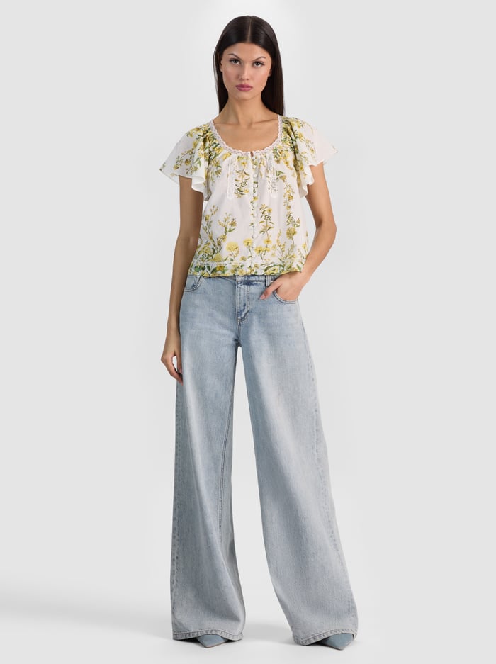 ODETTE FLUTTER SLEEVE TOP - FRESH AIR BUTTER image 1 - ALICE + OLIVIA